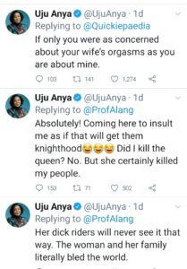 More coarse responses from Uju Anya